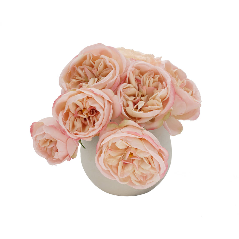 Shabby Chic® Wonky Pink Cabbage Roses in Off-White Ceramic Vase