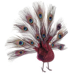 Decorative Glittered Red 16" Open-Tail Peacock - House of Silk Flowers®
