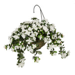 White Azalea Hanging Basket House of Silk Flowers®