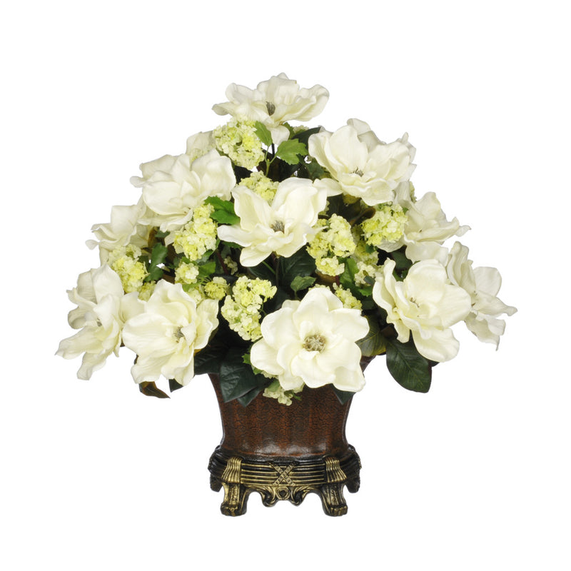 Artificial Magnolia with Snowball in Traditional Urn - House of Silk Flowers®
 - 1