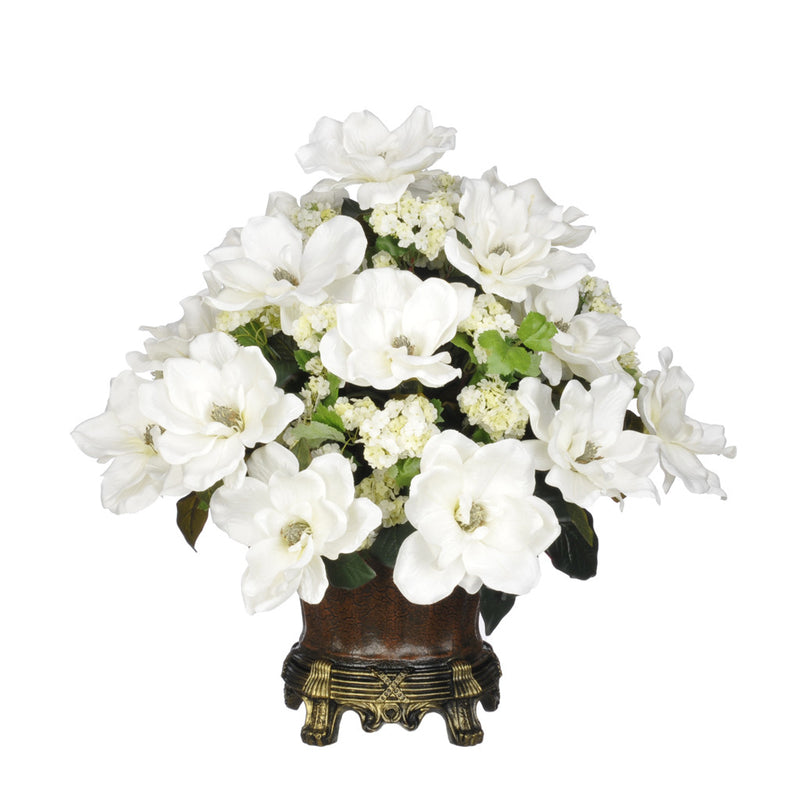 Artificial Magnolia with Snowball in Traditional Urn - House of Silk Flowers®
 - 3