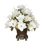 Artificial Magnolia with Mini Mums in Traditional Urn - House of Silk Flowers®
 - 3
