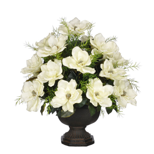 Artificial Magnolia with Asparagus Fern in Garden Urn - House of Silk Flowers®
 - 2