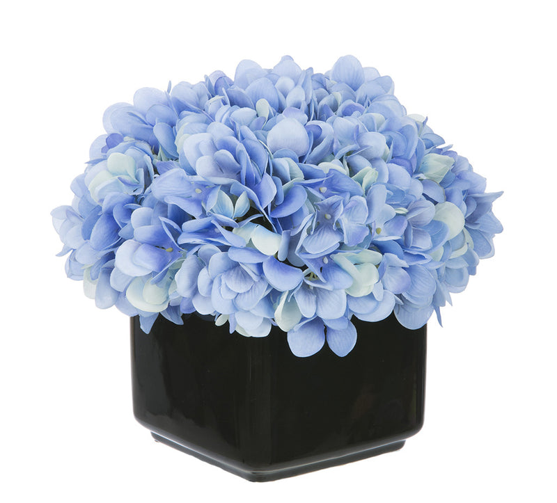 Artificial Hydrangea in Small Black Cube Ceramic - House of Silk Flowers®
 - 1
