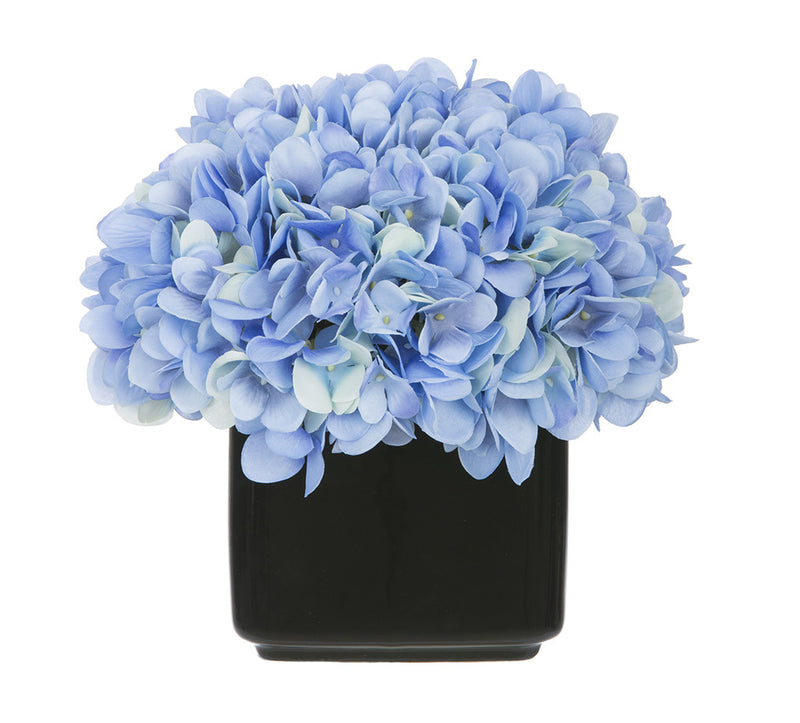 Artificial Hydrangea in Small Black Cube Ceramic - House of Silk Flowers®
 - 2