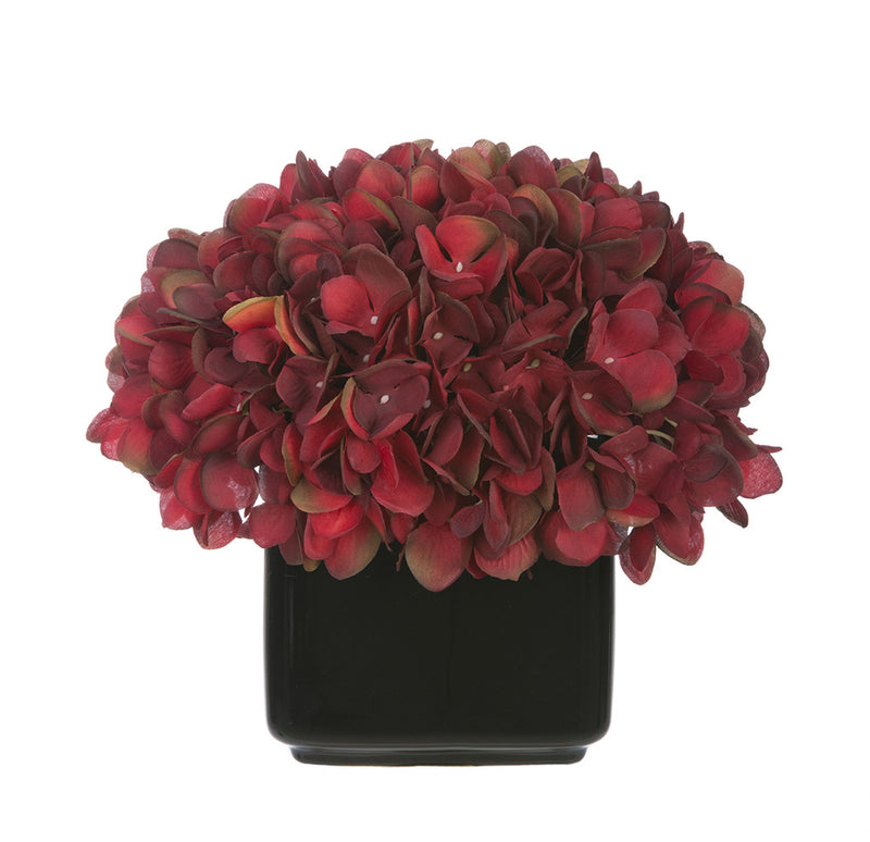 Artificial Hydrangea in Small Black Cube Ceramic - House of Silk Flowers®
 - 4