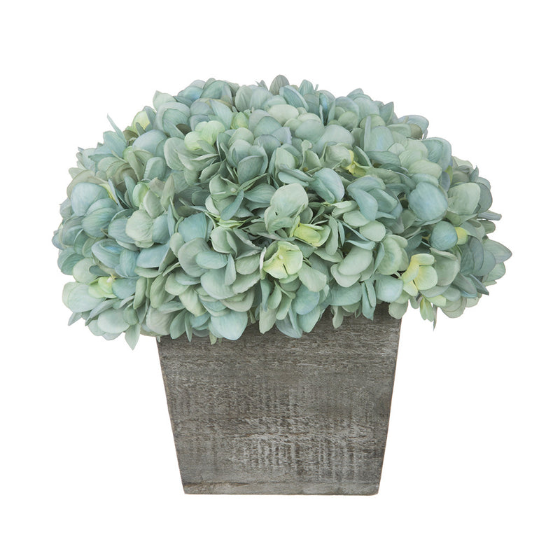 Artificial Hydrangea in Grey-Washed Wood Cube - House of Silk Flowers®
 - 6