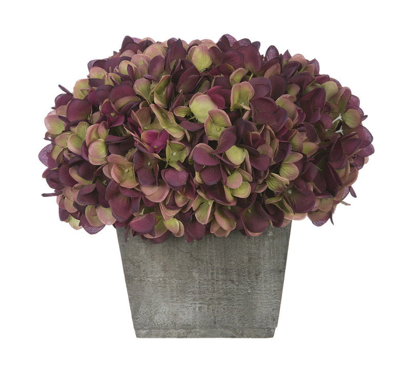 Artificial Hydrangea in Grey-Washed Wood Cube - House of Silk Flowers®
 - 16