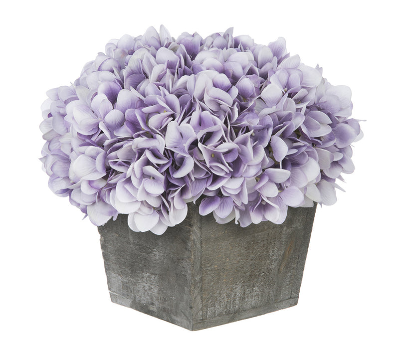 Artificial Hydrangea in Grey-Washed Wood Cube - House of Silk Flowers®
 - 20
