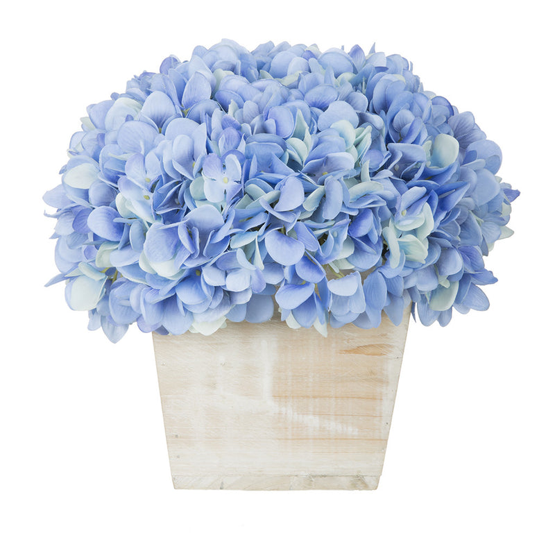 Artificial Hydrangea in White-Washed Wood Cube - House of Silk Flowers®
 - 8