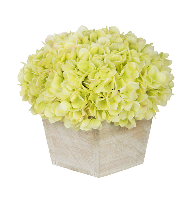 Artificial Hydrangea in White-Washed Wood Cube - House of Silk Flowers®
 - 9