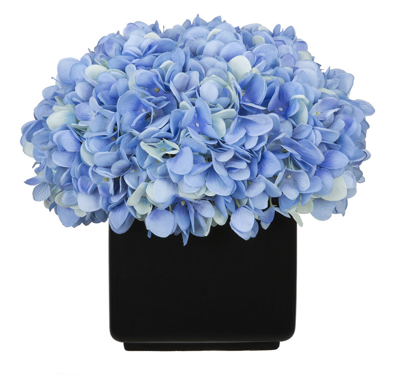Artificial Hydrangea in Large Black Cube Ceramic - House of Silk Flowers®
 - 8