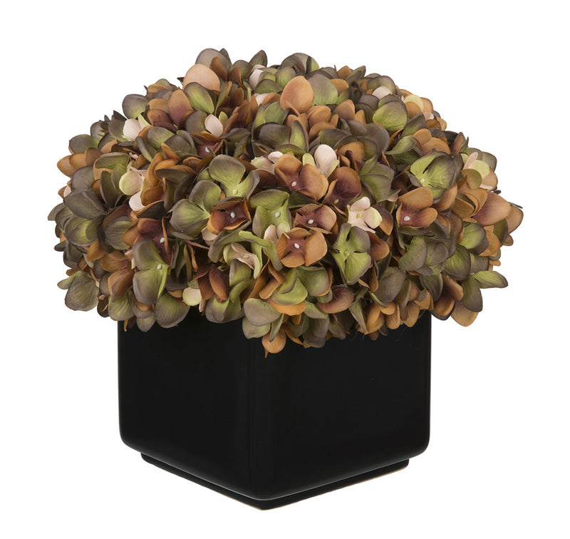 Artificial Hydrangea in Large Black Cube Ceramic - House of Silk Flowers®
 - 11
