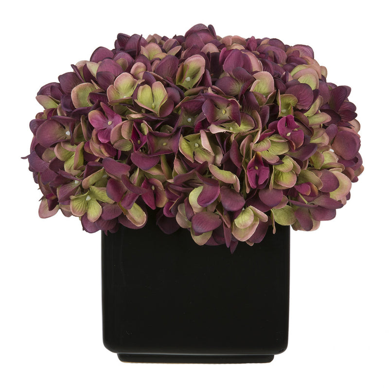 Artificial Hydrangea in Large Black Cube Ceramic - House of Silk Flowers®
 - 16