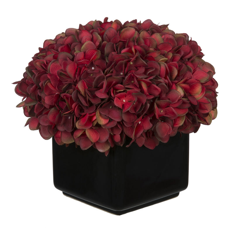 Artificial Hydrangea in Large Black Cube Ceramic - House of Silk Flowers®
 - 3
