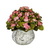 Artificial Kalanchoe in Distressed Cement Vase - House of Silk Flowers®
 - 2