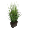 27-inch Grass in Small Gloss Brown Rectangle Zinc House of Silk Flowers®