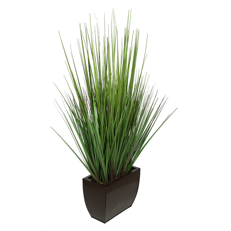 27-inch Grass in Small Gloss Brown Rectangle Zinc House of Silk Flowers®