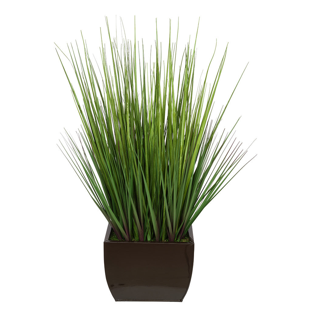 28-inch Grass in Medium Gloss Brown Rectangle Zinc House of Silk Flowers®
