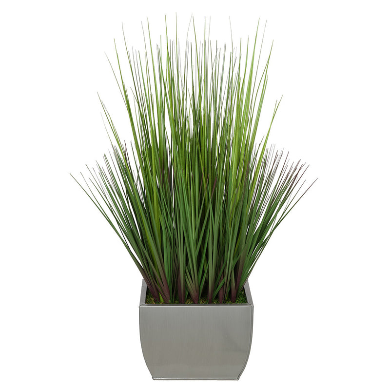 28-inch Grass in Medium Silver Rectangle Zinc House of Silk Flowers®