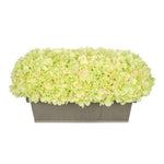 Artificial Green Hydrangea in Gloss Silver Zinc Rectangle House of Silk Flowers®