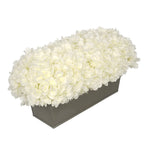 Artificial White Hydrangea in Gloss Silver Zinc Rectangle House of Silk Flowers®