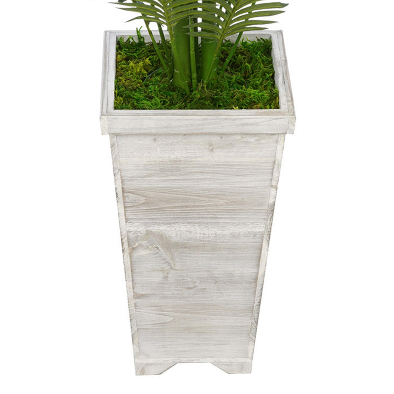 Artificial 4-1/2 foot Areca Palm in Tall Washed Wood Planter