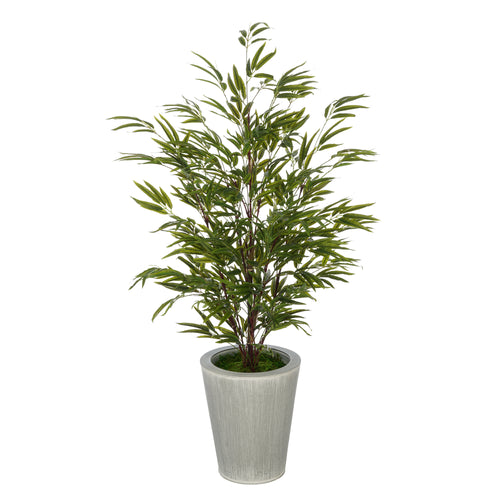 Faux 48-inch Bamboo in Farmhouse Round Zinc Vase