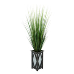 50" Grass in Black Diamond Wood/Metal Planter