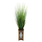 50" Grass in Brown Diamond Wood/Metal Planter