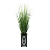 50" Grass in Black Crisscross Wood/Metal Planter