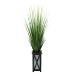 50" Grass in Black Crisscross Wood/Metal Planter