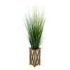 50" Grass in Brown Crisscross Wood/Metal Planter