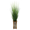 50" Grass in Brown Crisscross Wood/Metal Planter