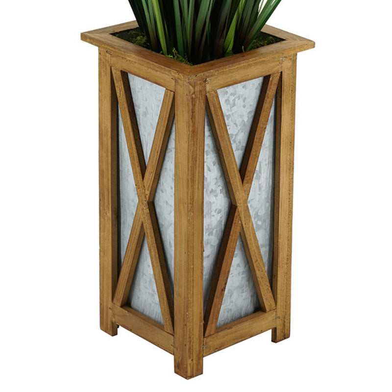 Artificial 50-inch Grass in Wood/Metal Planter