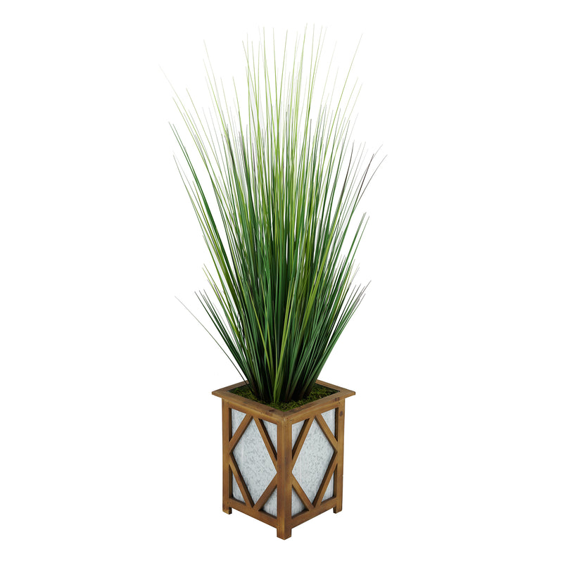 Artificial 46-inch Grass in Wood/Metal Planter Brown Diamond House of Silk Flowers®