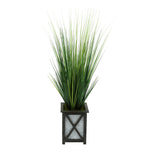 Artificial 46-inch Grass in Wood/Metal Planter Black Crisscross House of Silk Flowers®
