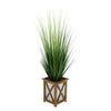 Artificial 46-inch Grass in Wood/Metal Planter Brown Crisscross House of Silk Flowers®