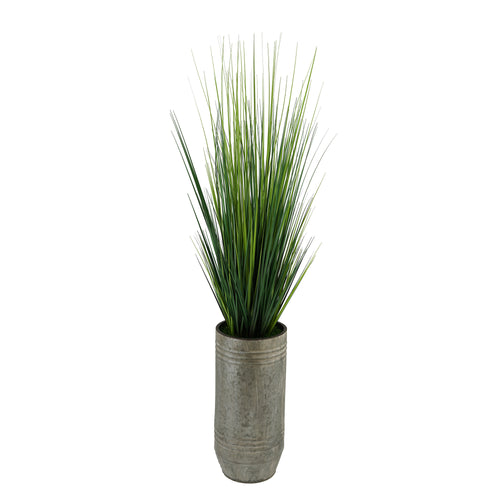 Artificial Reed Grass in Smooth Industrial Metal Planter 