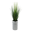 Artificial Reed Grass in Ribbed Metal Planter