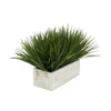 Artificial Green Farm Grass in 9" White-Washed Wood Trough with Rope Handles