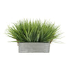 Artificial Frosted Farm Grass in 9" Grey-Washed Wood Trough with Rope Handles