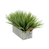 Artificial Frosted Farm Grass in 9" Grey-Washed Wood Trough with Rope Handles
