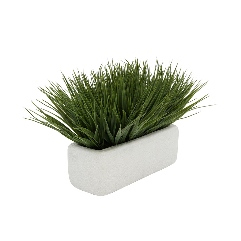 Artificial Green Farm Grass in 11" White Sandy Texture Ceramic