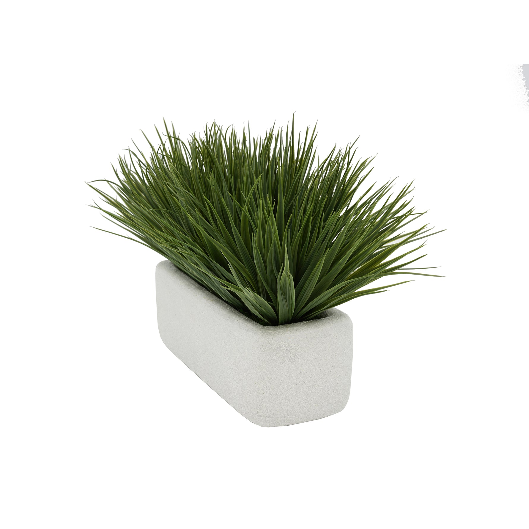 Artificial Green Farm Grass in 11" White Sandy Texture Ceramic