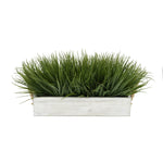 Artificial Green Farm Grass in 15" Grey Washed Wood Trough with Rope Handles House of Silk Flowers®