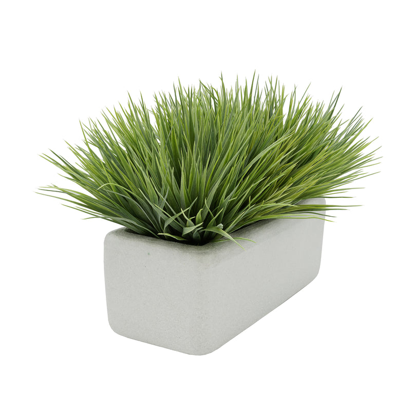 Artificial Frosted Farm Grass in 14" Sandy White Ceramic House of Silk Flowers®