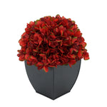 Artificial Burgundy Hydrangea in Black Tapered Zinc Cube House of Silk Flowers®