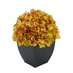 Artificial Gold Hydrangea in Black Tapered Zinc Cube House of Silk Flowers®
