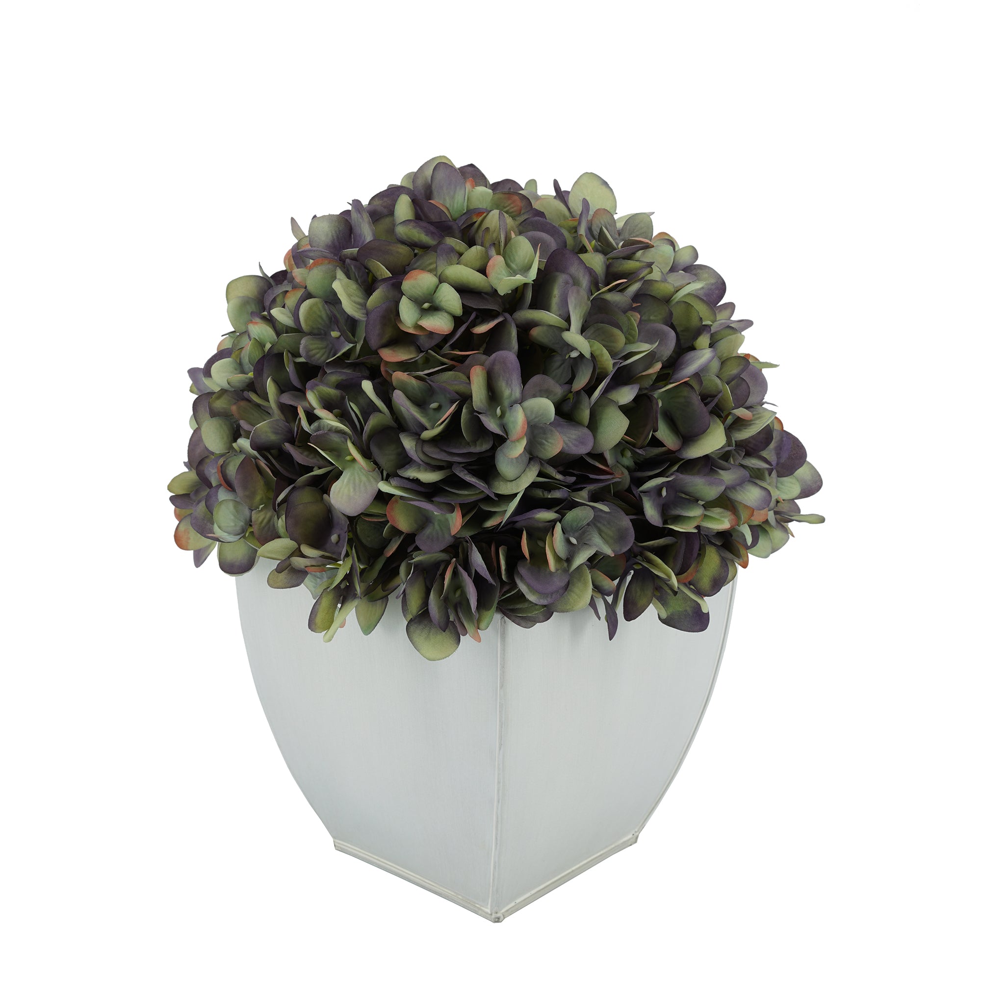 Artificial Hydrangea in Cream Tapered Zinc Cube – House of